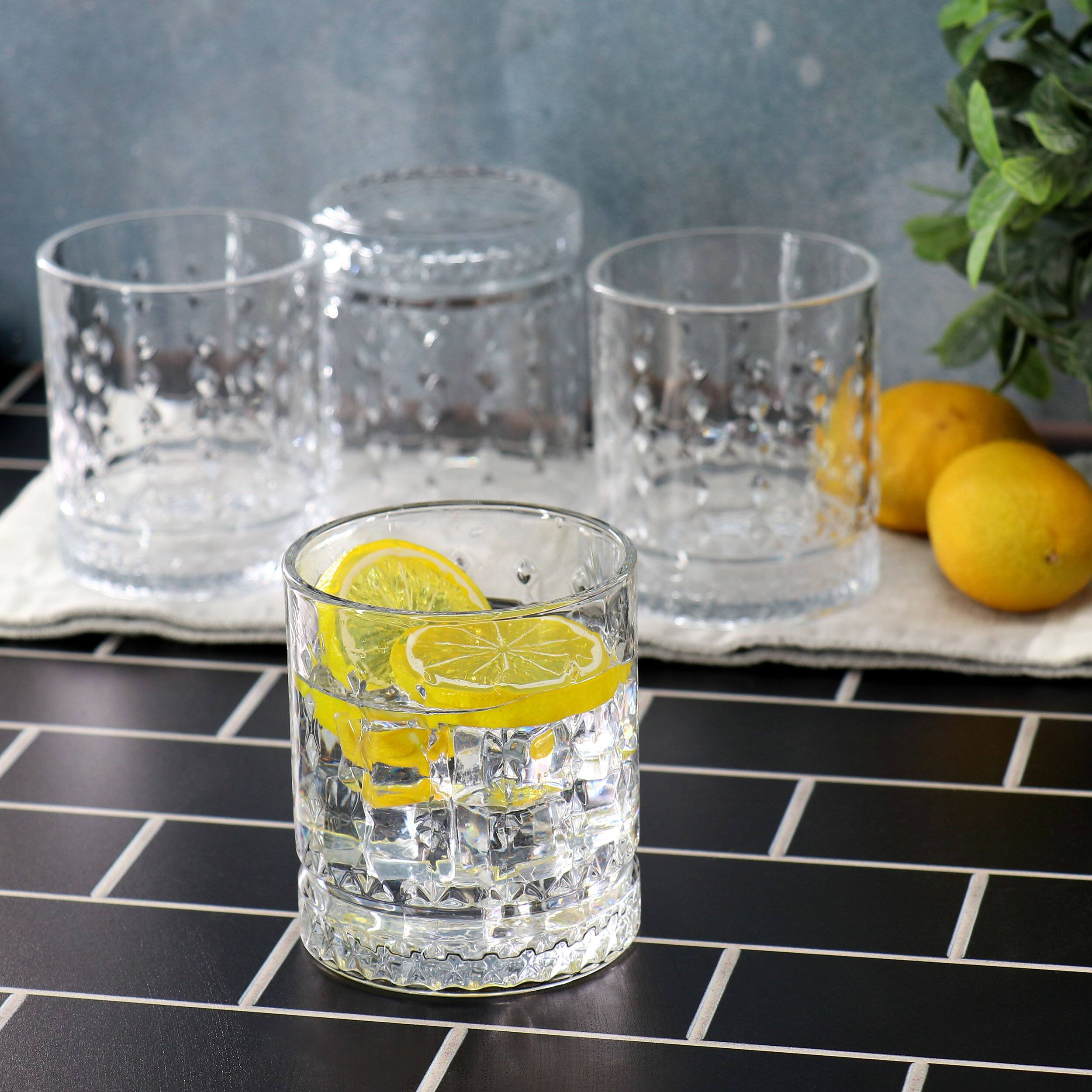 Alt View 5. Gibson - Gibson Home 4 Piece 13 Ounce Teardrop Embossed Double Old-Fashioned Glass Set - Clear.