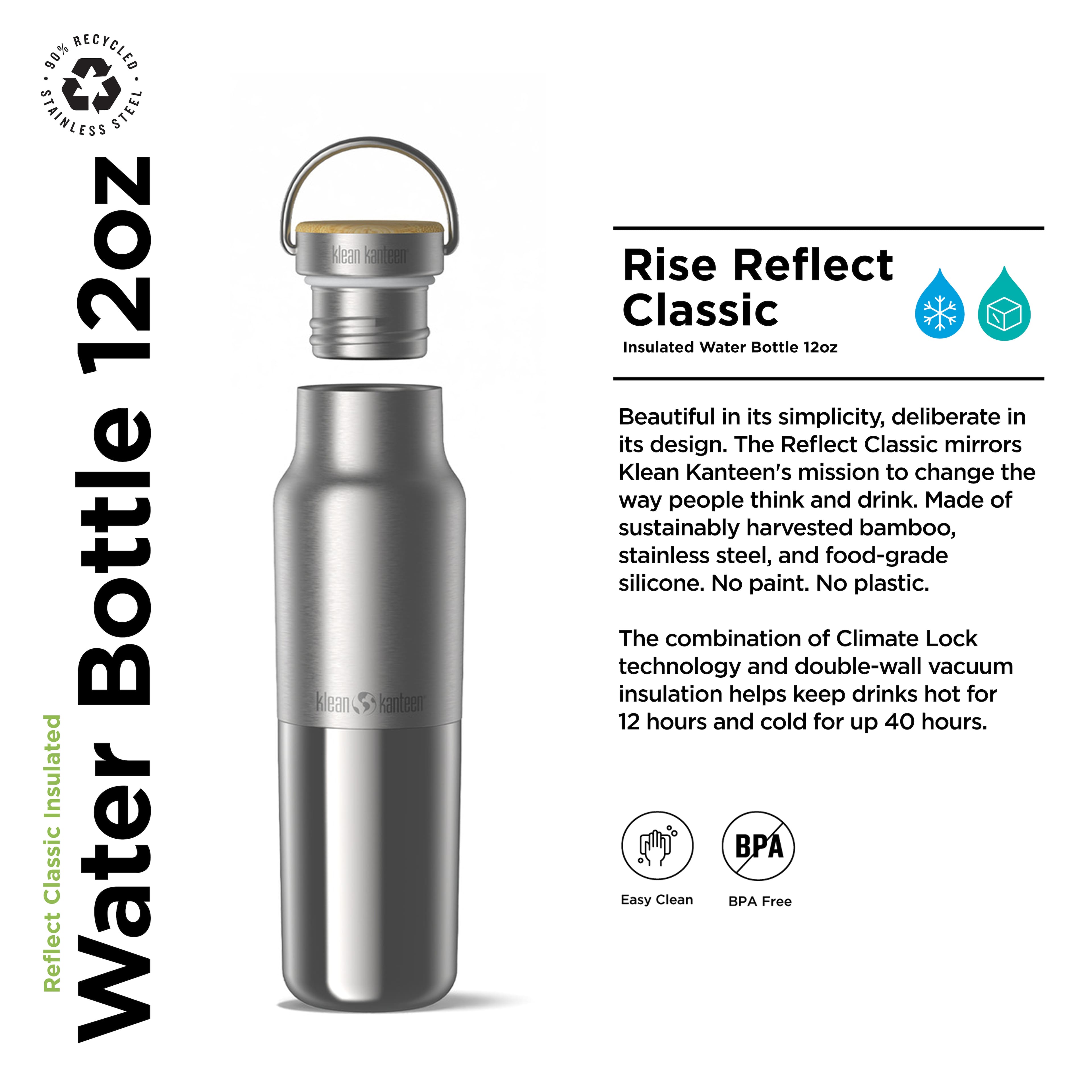 Klean Kanteen Rise Reflect Insulated Water Bottle Vacuum Insulated
