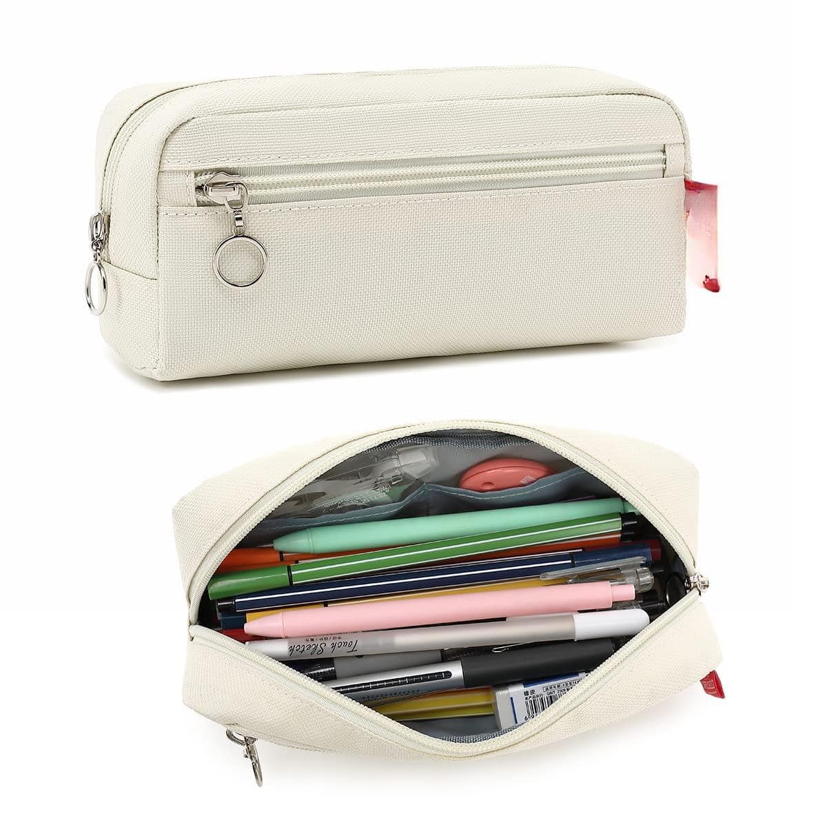 Dapper Styles - Big Capacity Pencil Pen Case Office Storage Simple Stationery Bag Pouch Holder Box Organizer For Adults - Blue