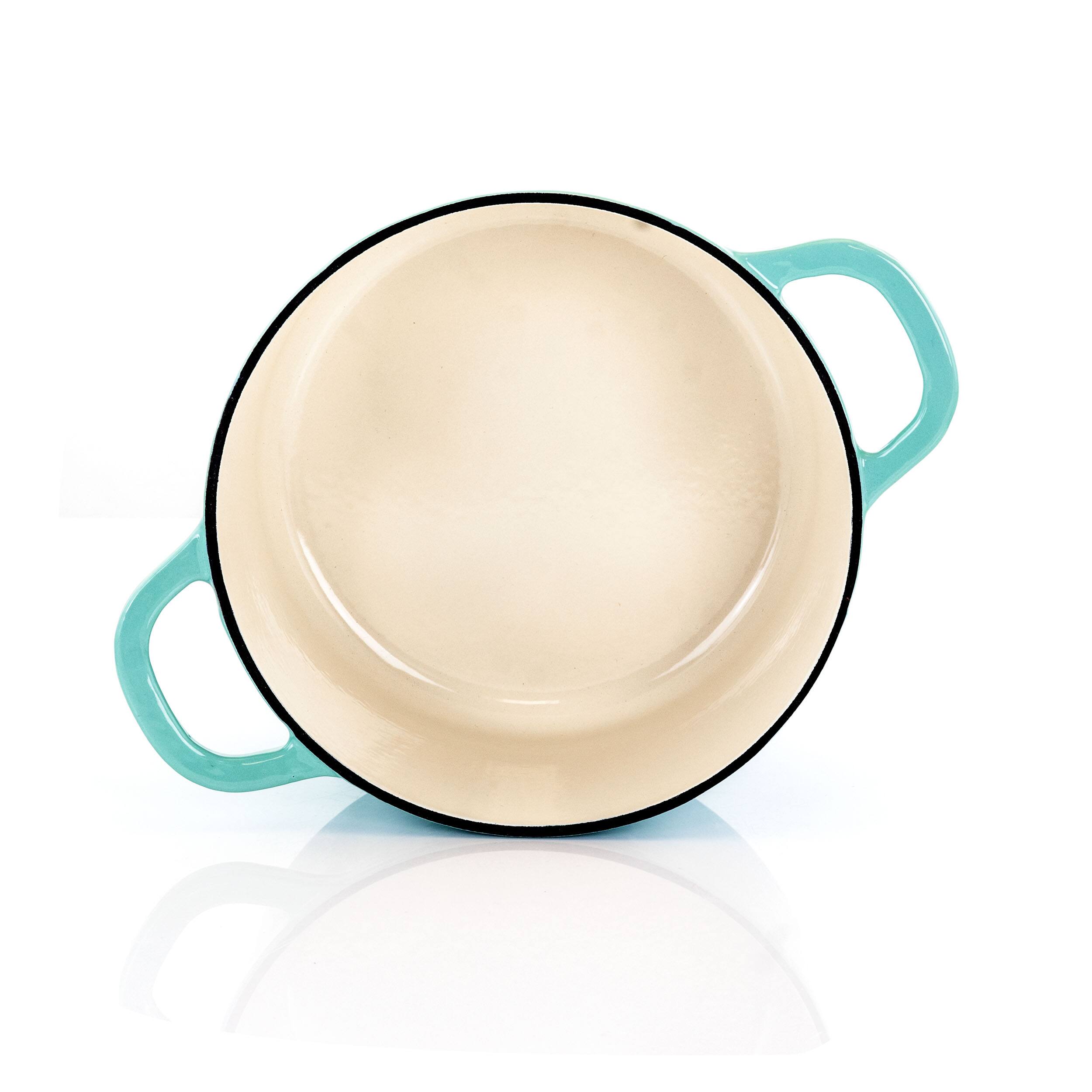 Alt View 7. Crockpot - Crock-Pot Artisan 2 Piece 3 Quarts Enameled Cast Iron Dutch Oven in Aqua Blue - Aqua Blue.