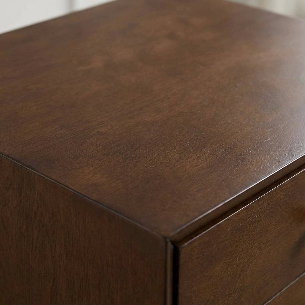 Alt View 2. FurniFact - Nightstand in MDF and Solid Poplar Wood with Veneer Finish for Bedroom Storage - Mahogany.