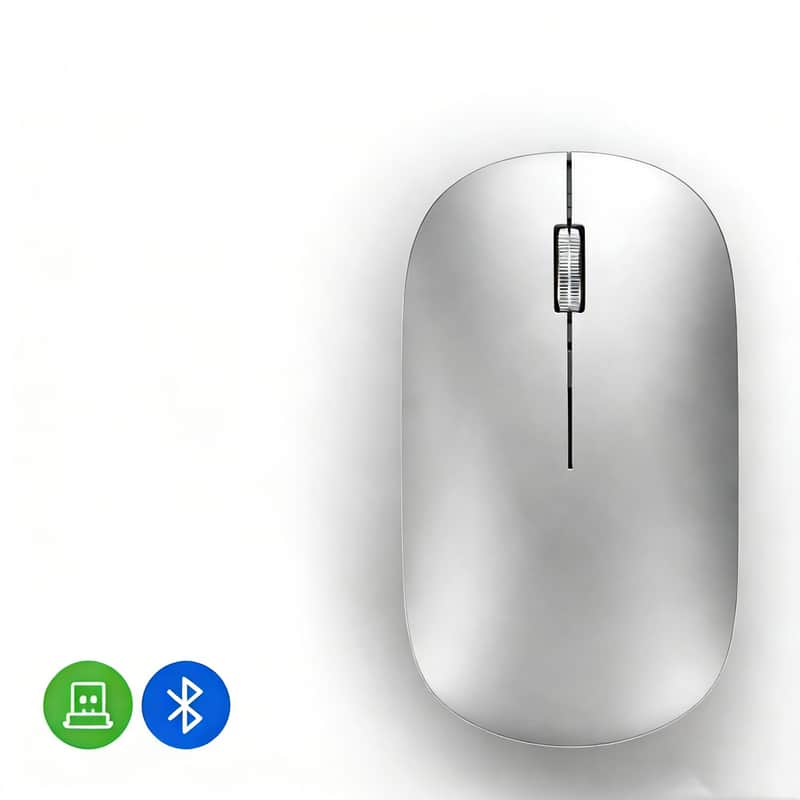 SKRAN - Wireless Mouse - Type-C Rechargeable Silent Dual-Mode Wireless Mouse, 2.4G/BT, Ergonomic,Quiet Click for Office/Study - Wireless - Silver
