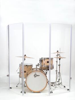 Gibraltar Hardware - Acrylic Drum Kit Acoustic Shield, 5-Panel Sound Isolation System for Live and Studio Use, Reduces Stage Volume