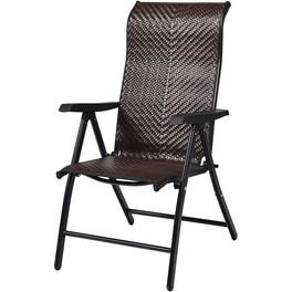 Hivvago - Outdoor/Indoor Folding Patio Chair with Rattan Seat and High Back-Rest - Brown