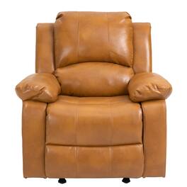 Boyel Living - Heavy Duty Faux Leather 8-Point Massage Glider Recliner with Remote Control and Side Pocket - Camel