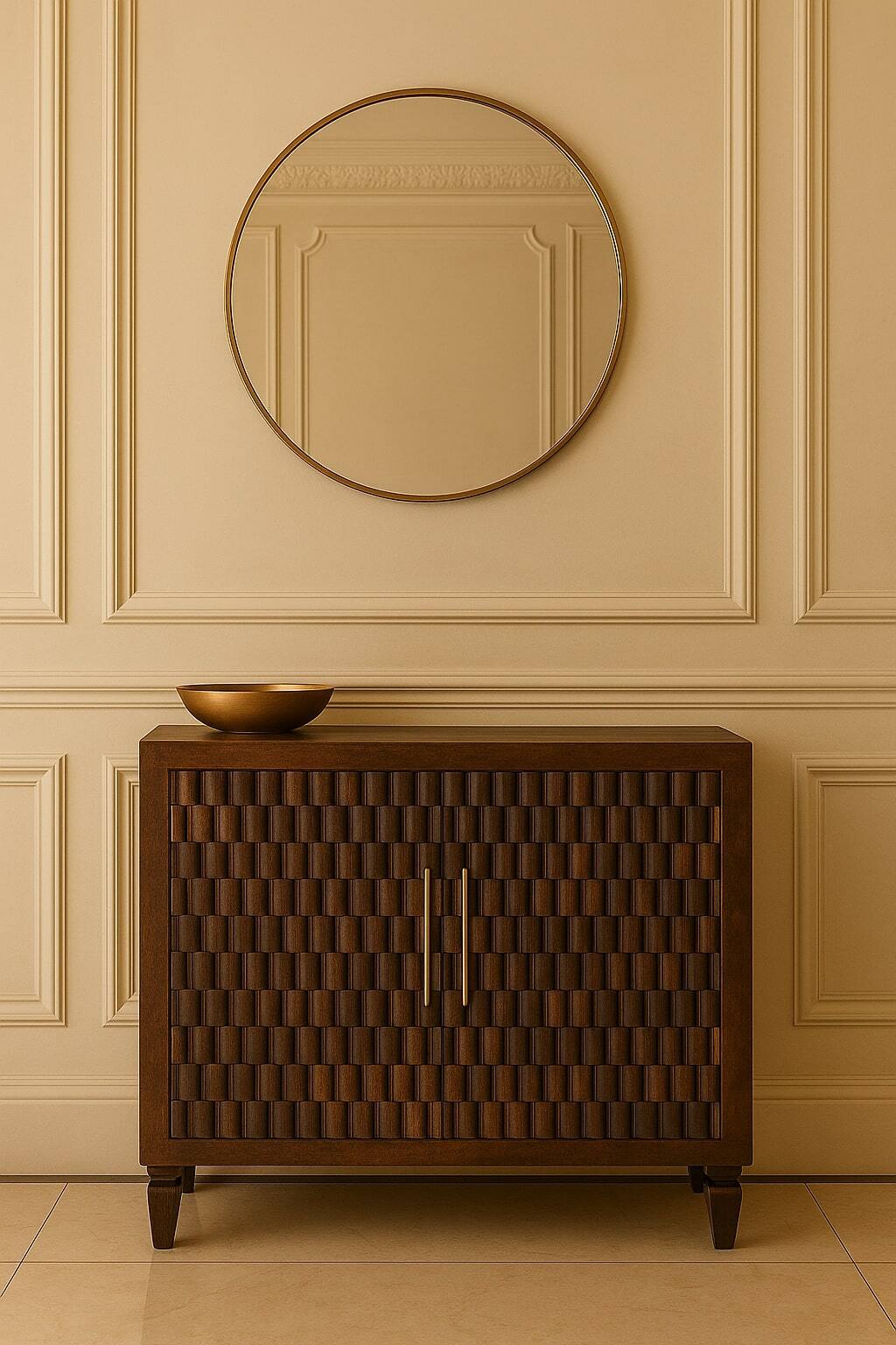 Alt View 2. Artisan Furniture - Artisan Furniture Solid Wood Vesta Textured Cabinet - Brown.