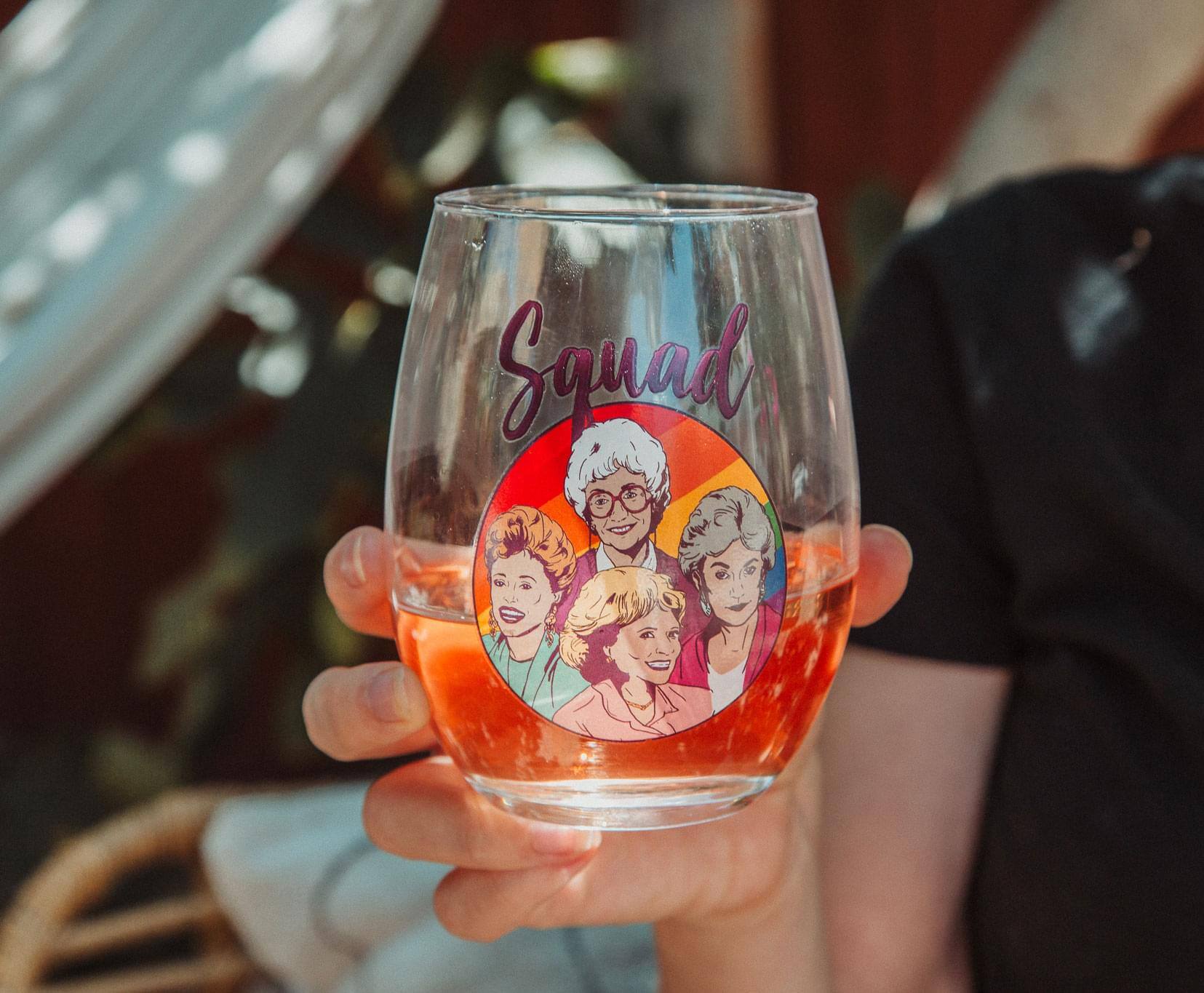 Alt View 2. Silver Buffalo - The Golden Girls Rainbow "Squad" Teardrop Stemless Wine Glass | Holds 20 Ounces - Purple.