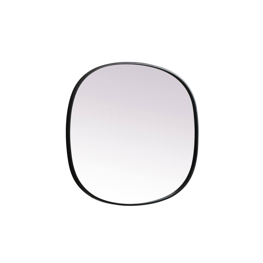 Left. Elegant Decor - Metal Frame Oval Mirror 30x36 Inch in Black - Black.