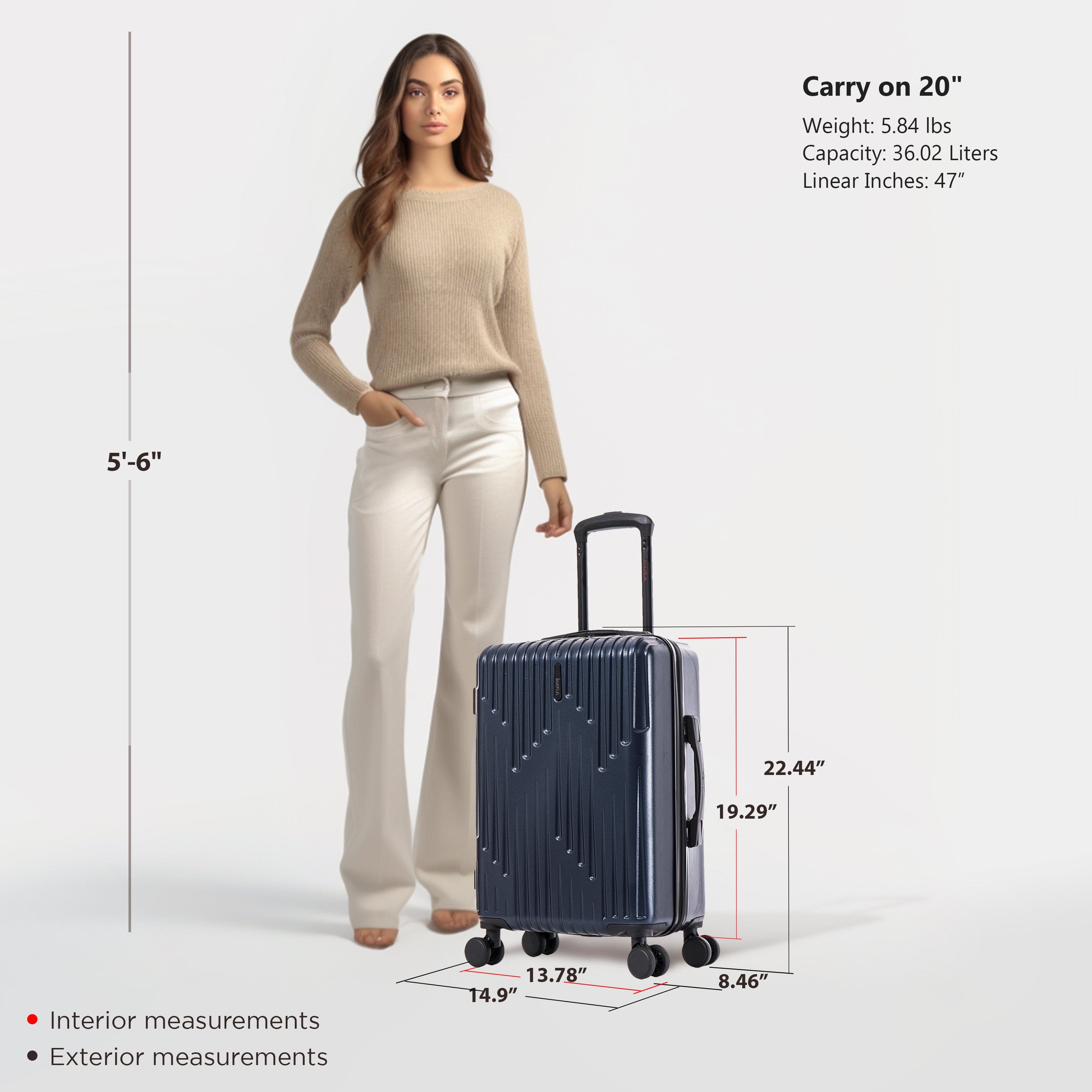 "InUSA - Drip lightweight hardside spinner luggage 20"" carry-on - NAVY BLUE" price history on PriceWatchPro