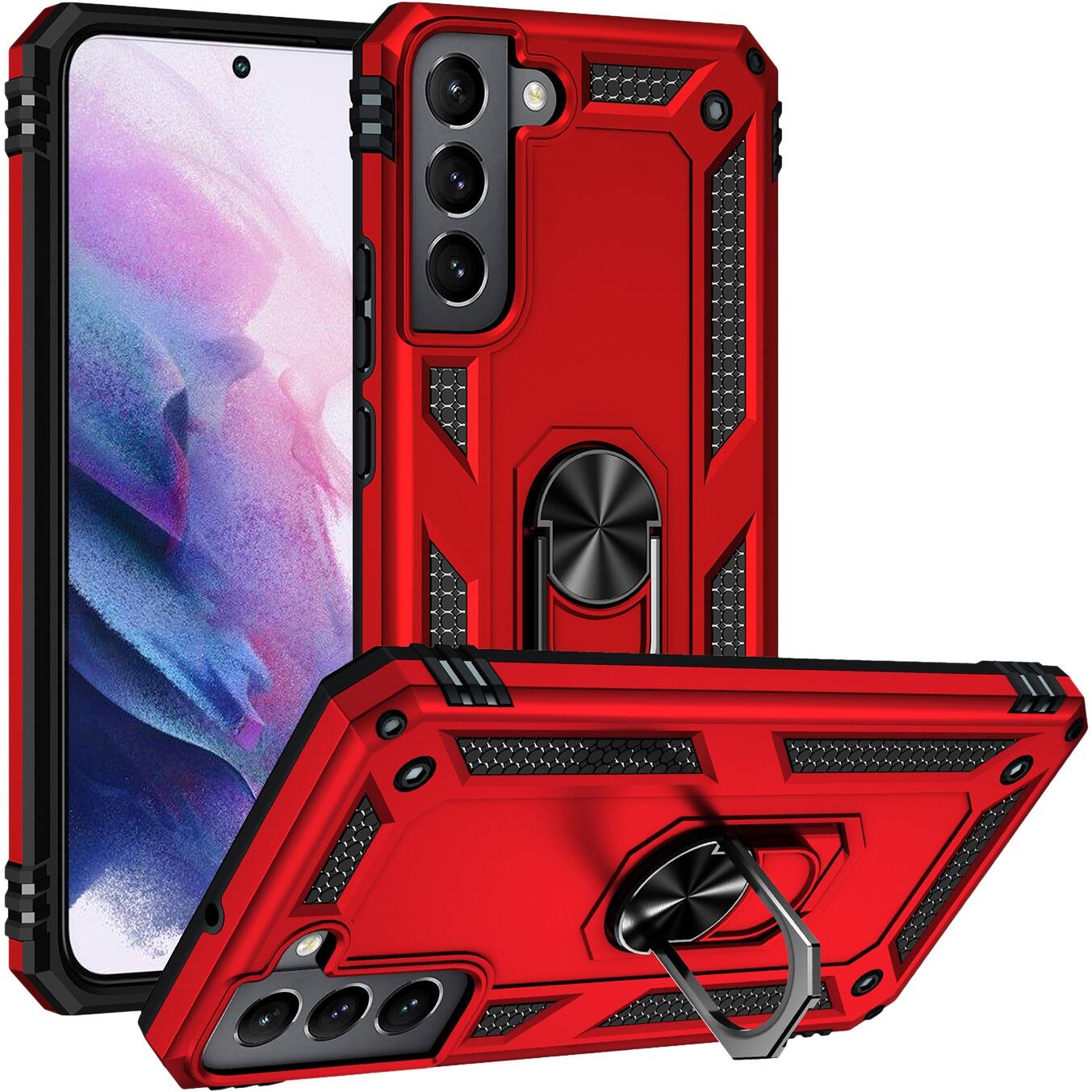 Alt View 12. SaharaCase - Military Kickstand Series Case for Samsung Galaxy S22 - Red.