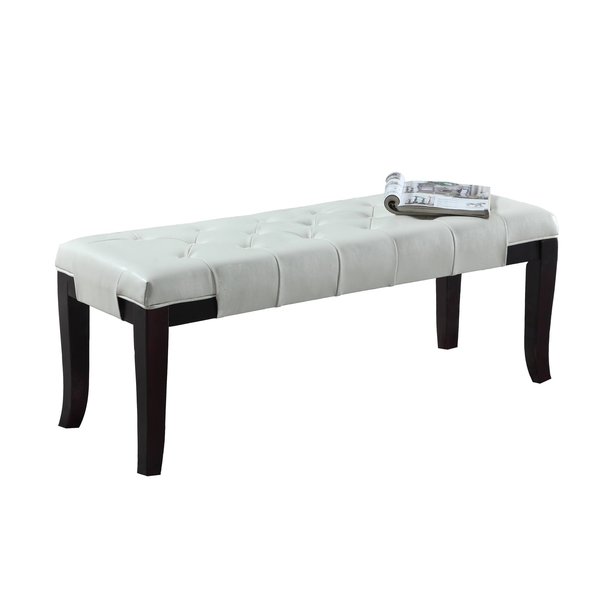 Left. GOODSILO - Tufted Upholstered Ottoman Bench with Solid Wood Legs for Entryway, Bedroom, or Living Room Seating and Storage - White.