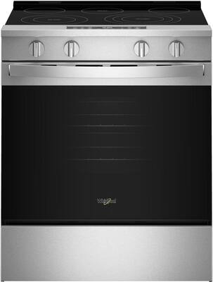 Front. Whirlpool - 30 in. Wide 5 elements 5.0 cu. ft. Slide-In Electric Convection Range with Air Cooking Technology and Smart Features - Fingerprint Resistant Stainless Steel.