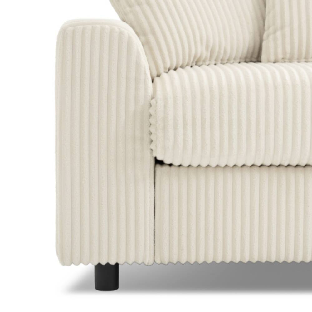 Alt View 4. LUCKY ONE - 112" L-Shaped Corduroy Modular Sectional Sofa w/ Bluetooth Speakers USB Storage Ottoman - Cream.