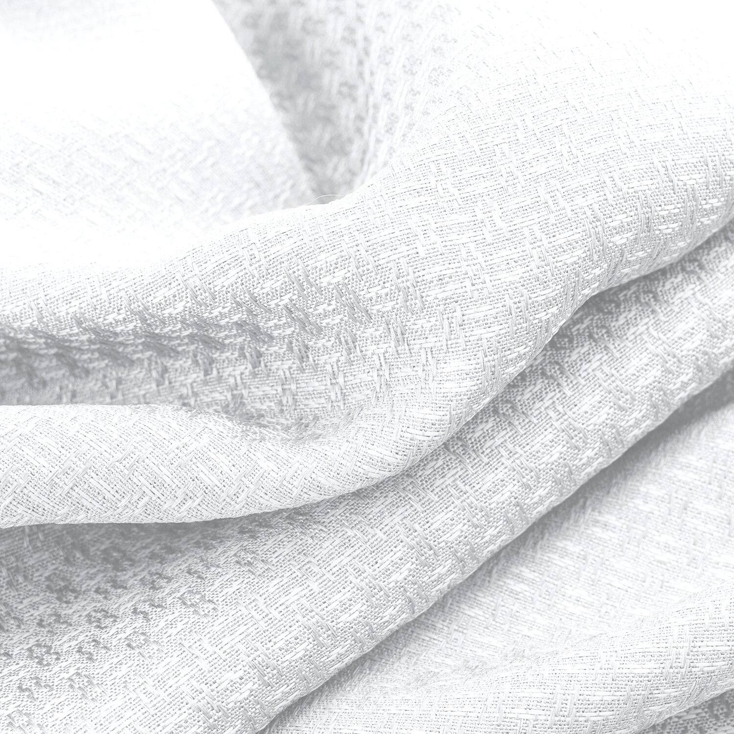 Left. Olivia Gray - Olivia Gray 100% Polyester 250 GSM Basket Weave Ian Luxury Jacquard Blackout Grommet Curtain Panel 54" x 90" White - White.