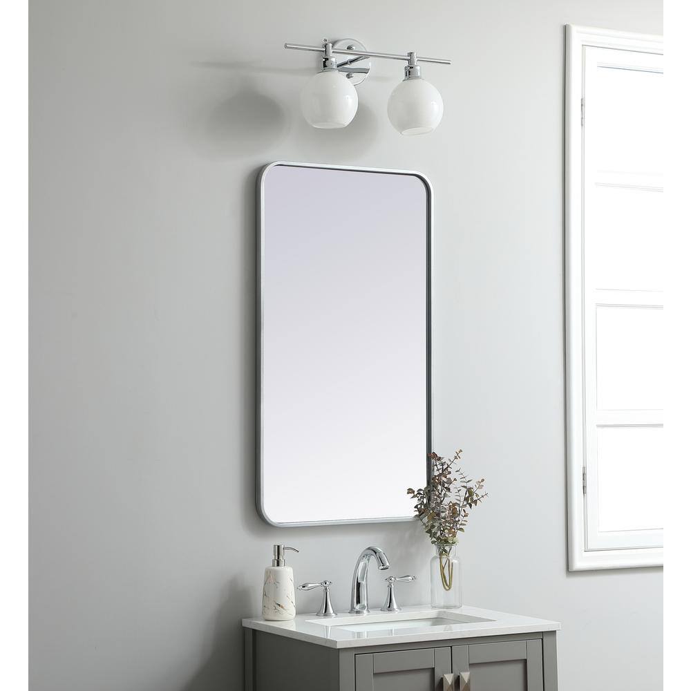 Alt View 4. Elegant Decor - Soft corner metal rectangular mirror 20x36 inch in Silver - Silver.