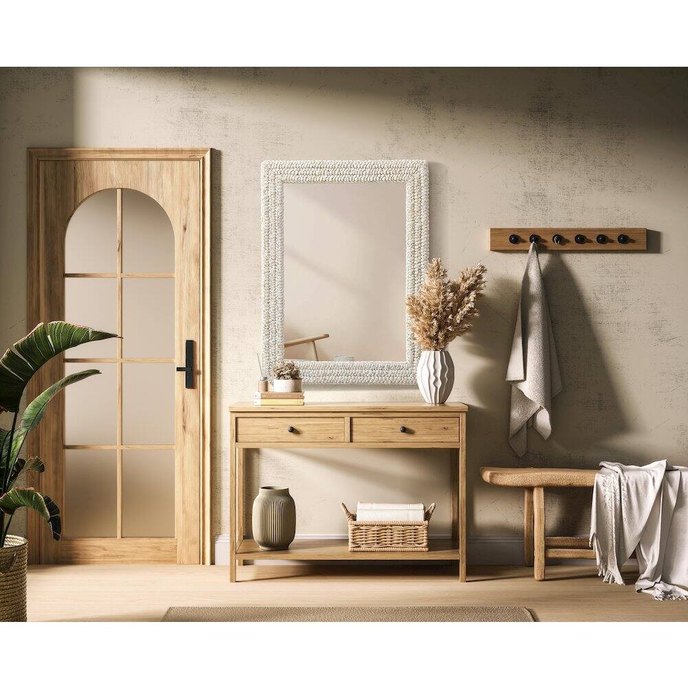 Alt View 7. Elegant Decor - Rectangle Cornhusk Mirror 27x36 in Linen White - Linen White.