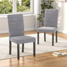 Vecelo - Modern Parsons Chairs Set of 2 - High Back Ergonomic, Linen Upholstery, 260lb Capacity, Quick Assembly - Light Gray