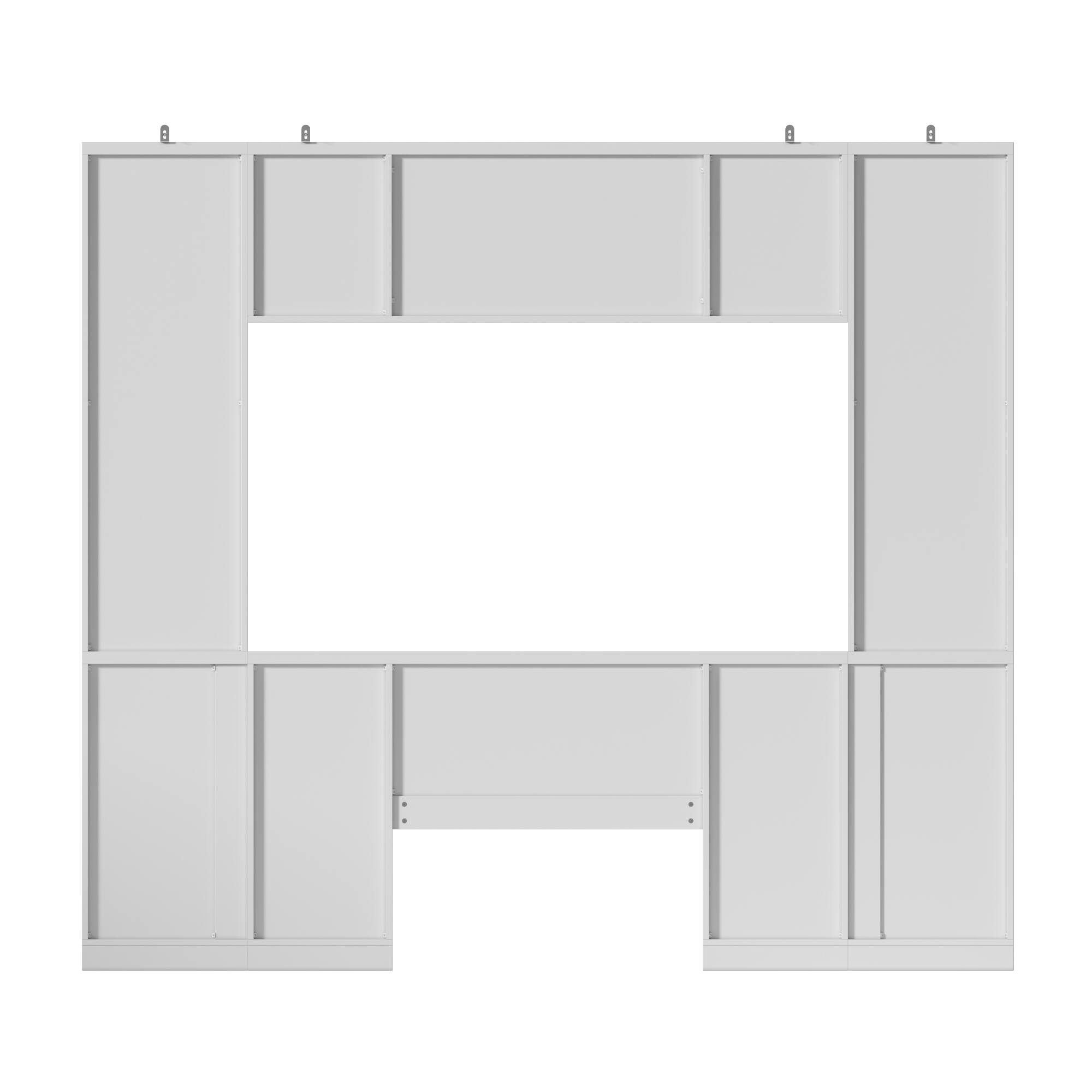 Alt View 2. Famapy - All-in-One Wall Bookcase Desk Combo – 5 Drawers, 9 Open Shelves, 8 Closed Compartments for Home Office, Media Room - White.