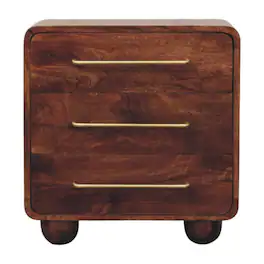 Artisan Furniture - Solid Wood 3-Drawer Rounded Chest - Brown