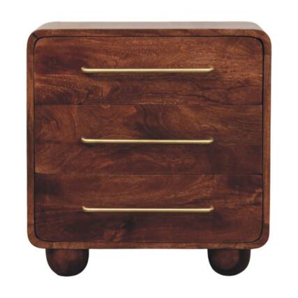 Front. Artisan Furniture - Artisan Furniture Solid Wood 3-Drawer Rounded Chest, Brown - Brown.