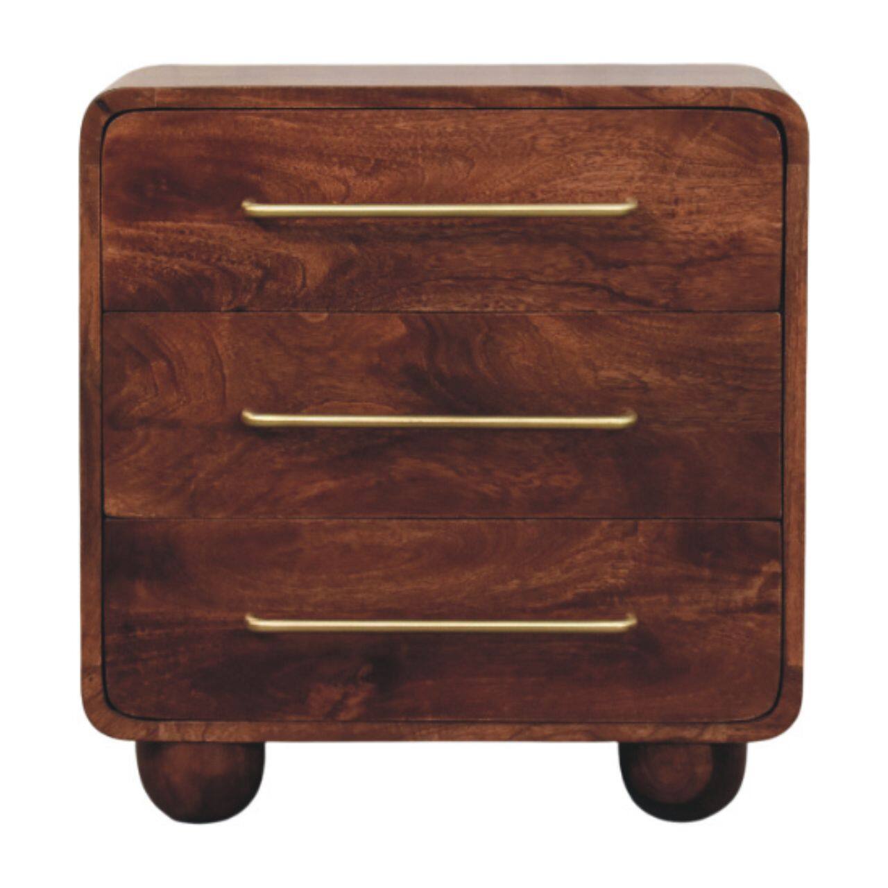 Front. Artisan Furniture - Artisan Furniture Solid Wood 3-Drawer Rounded Chest, Brown - Brown.