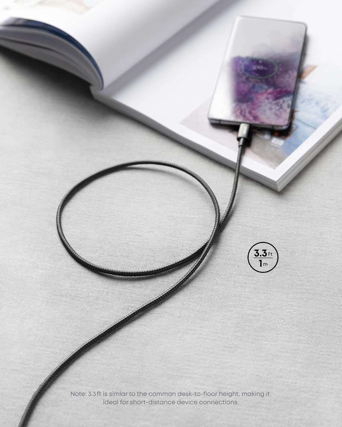 3.3 Ft 1m

Note: 3.3 ft is similar to the common desk-to-floor height, making it ideal for short-distance device connections.