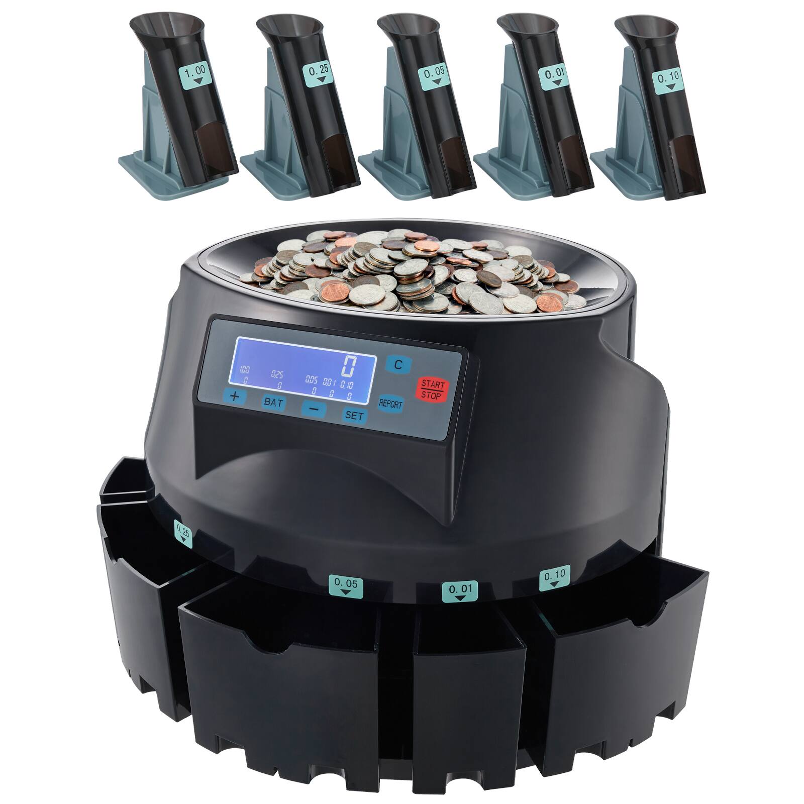 USD Coin Counter & Coin Sorters with LCD Display, Coin Sorter Machine for USD Coin 1￠ 5￠ 10￠ 25￠ $1