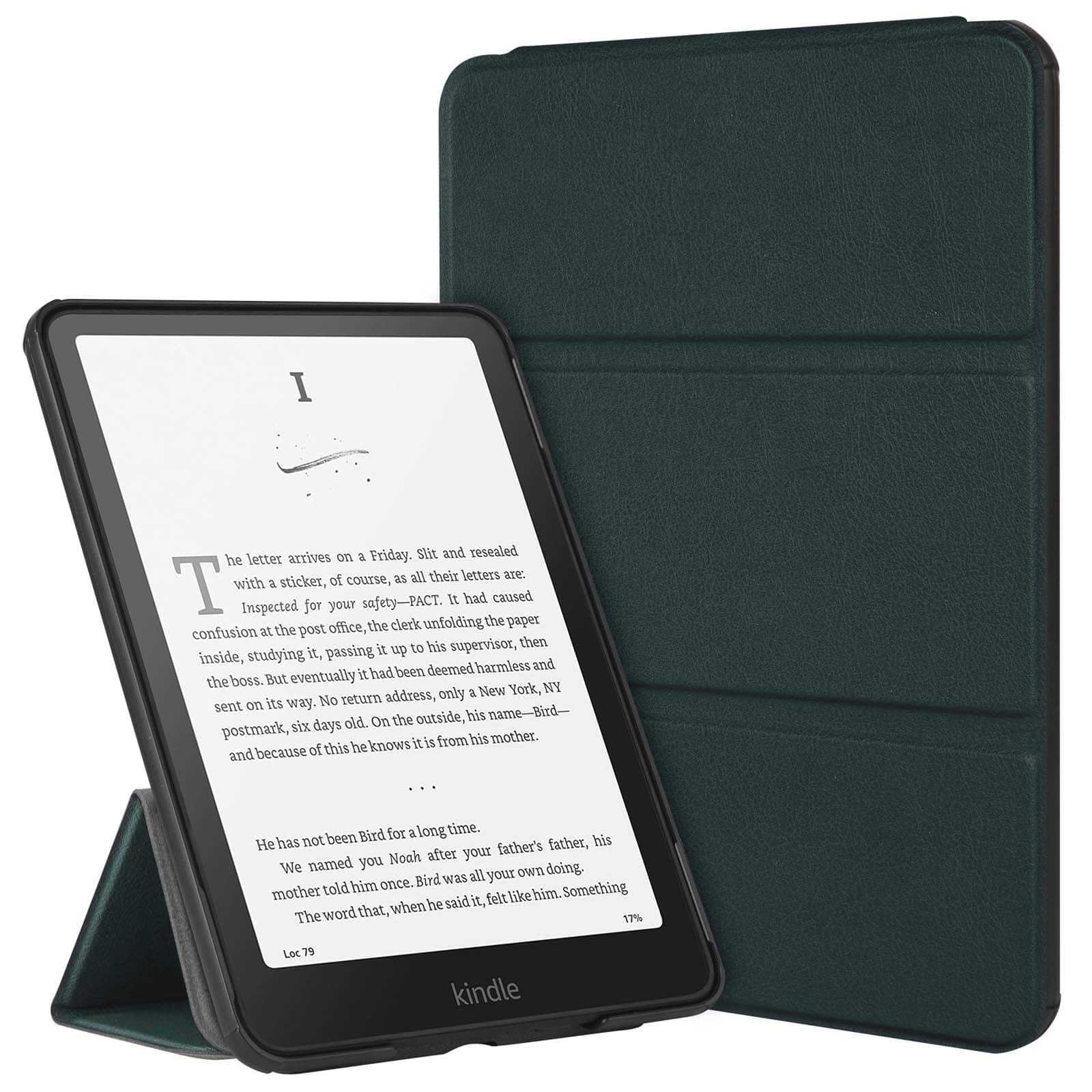 Dteck - For Amazon Kindle Paperwhite (2024)/Kindle Colorsoft Shockproof Magnetic Closure Flip Kickstand Case Auto Sleep/Wake - Darkgreen