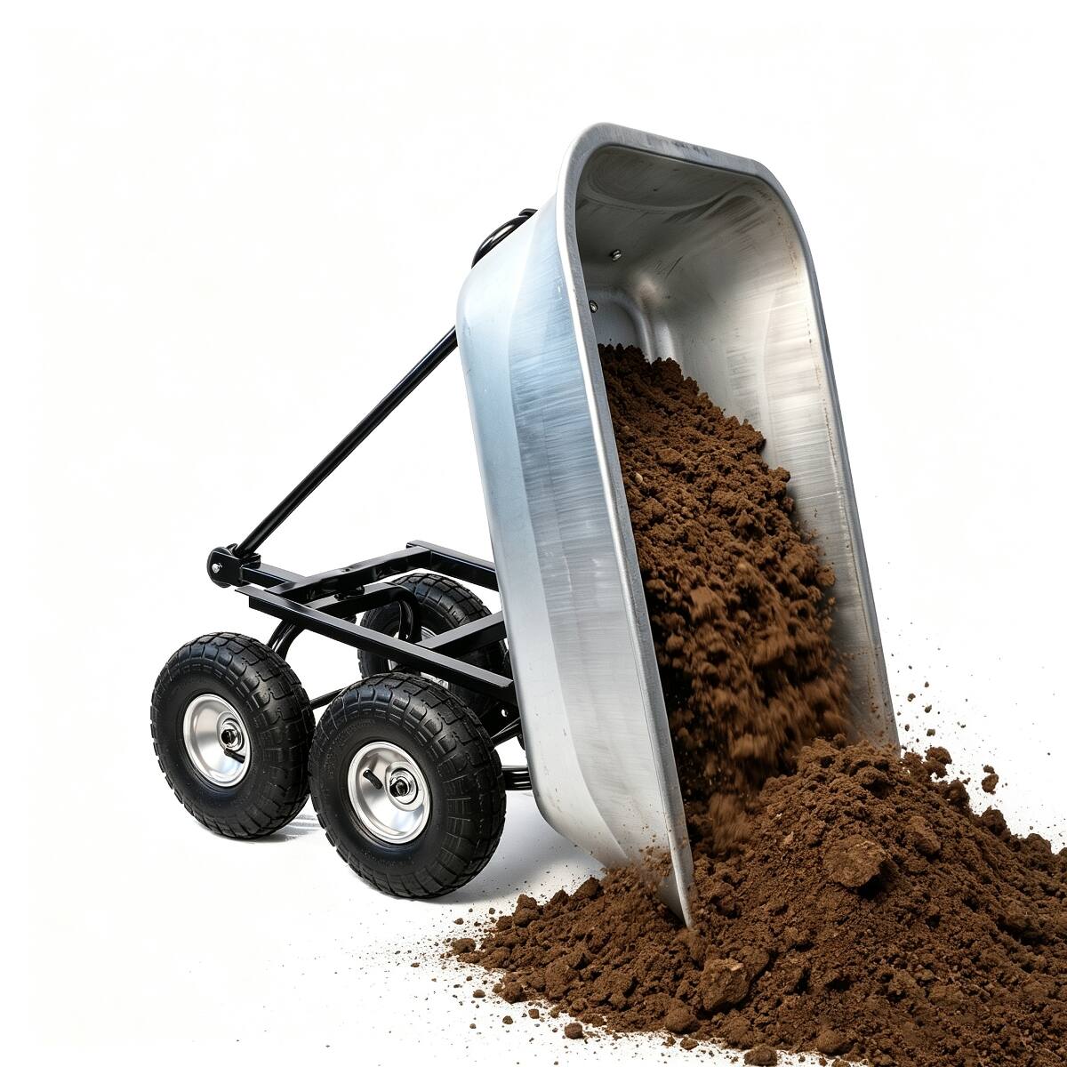 Back. Loheer - Loheer Folding Poly Garden Dump Truck Steel Frame Garden Cart 300 lb Capacity Silver.