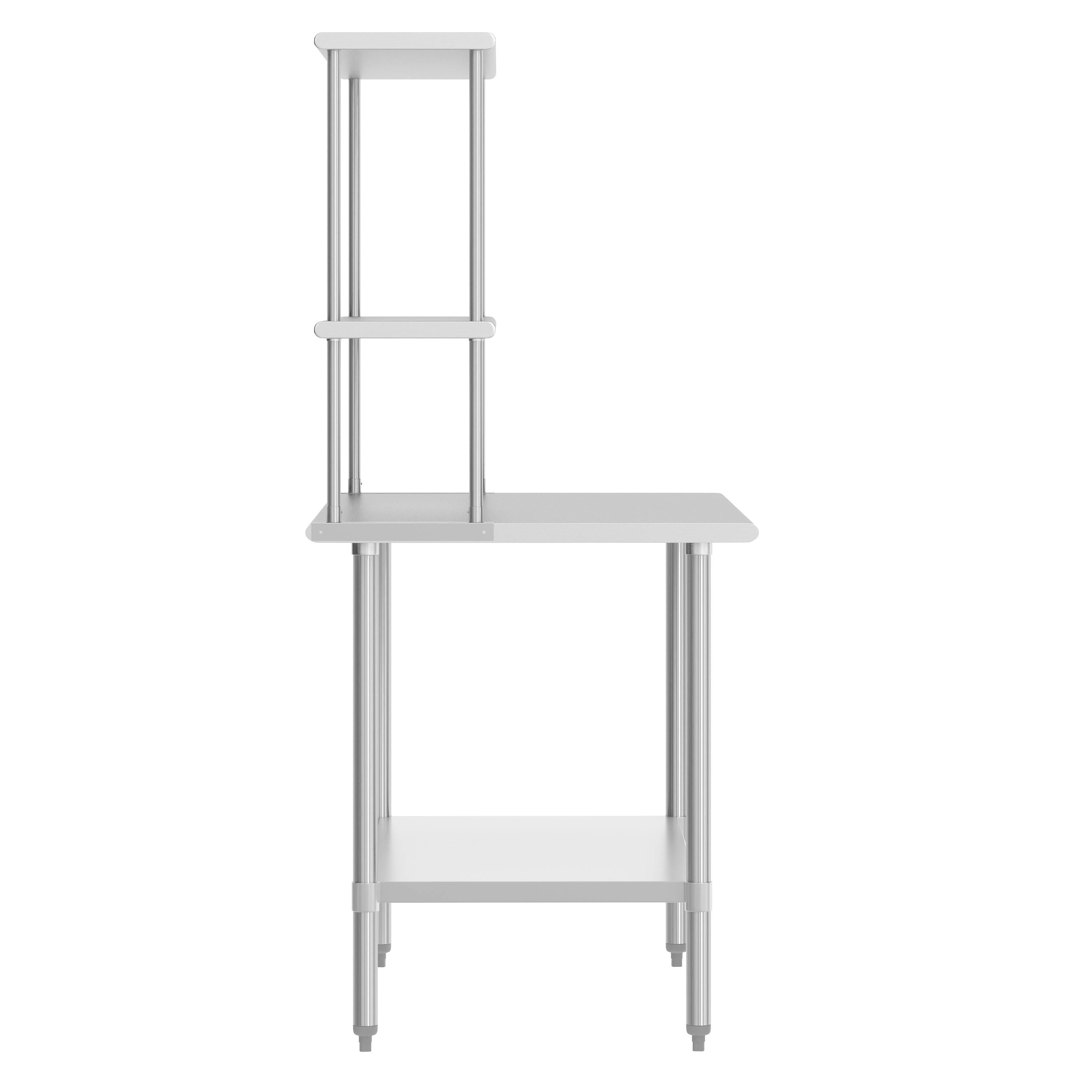 Left. Flash Furniture - Reese 24x72 Portable Prep and Work Table with NSF Certified 18 Gauge Stainless Steel Top Shelf and Double Overshelves an - Gray.