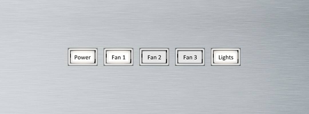 Power, Fan 1, Fan 2, Fan 3, Lights