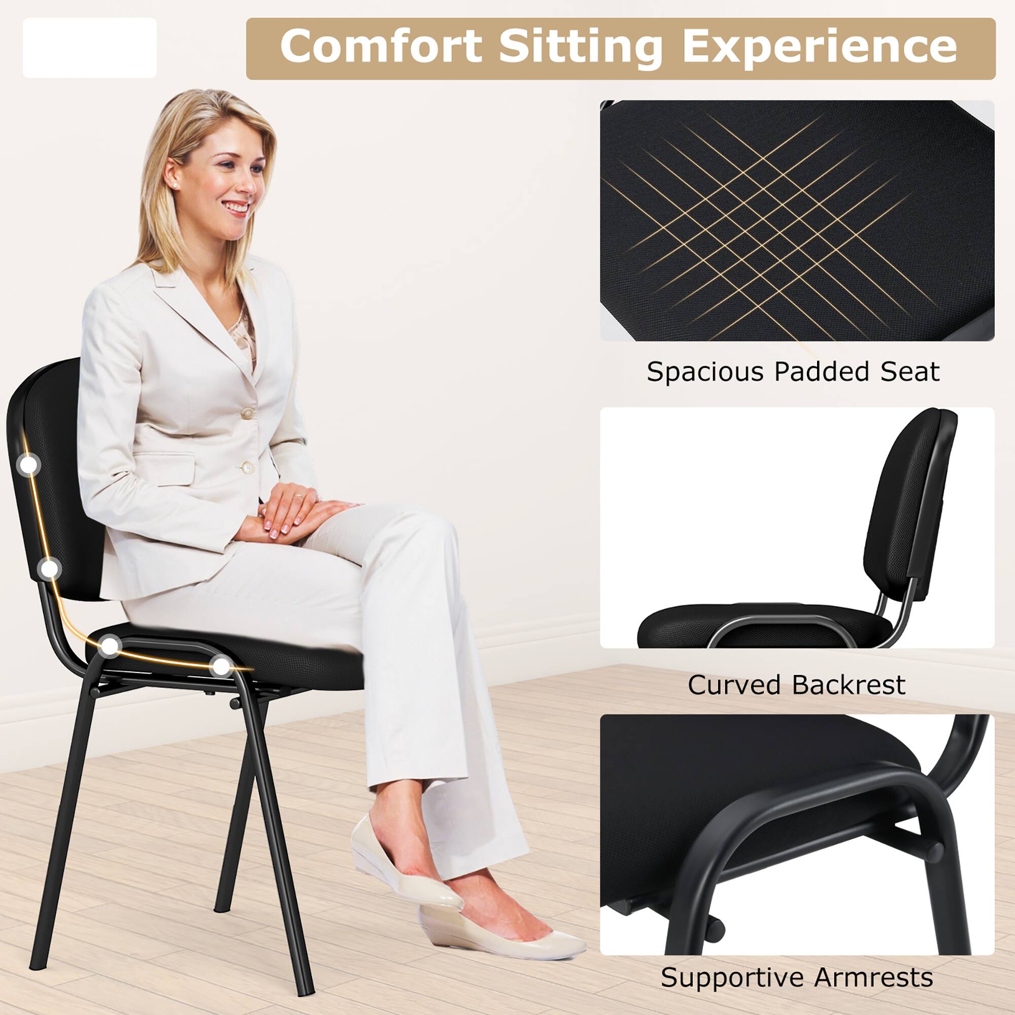 Comfort Sitting Experience

- Spacious Padded Seat
- Curved Backrest
- Supportive Armrests