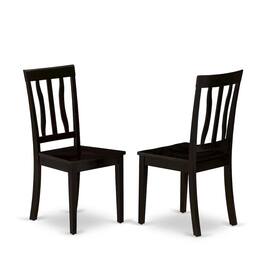 East West Furniture - Antique Dining Room Chairs - Slat Back Wooden Seat Chairs - Cappuccino