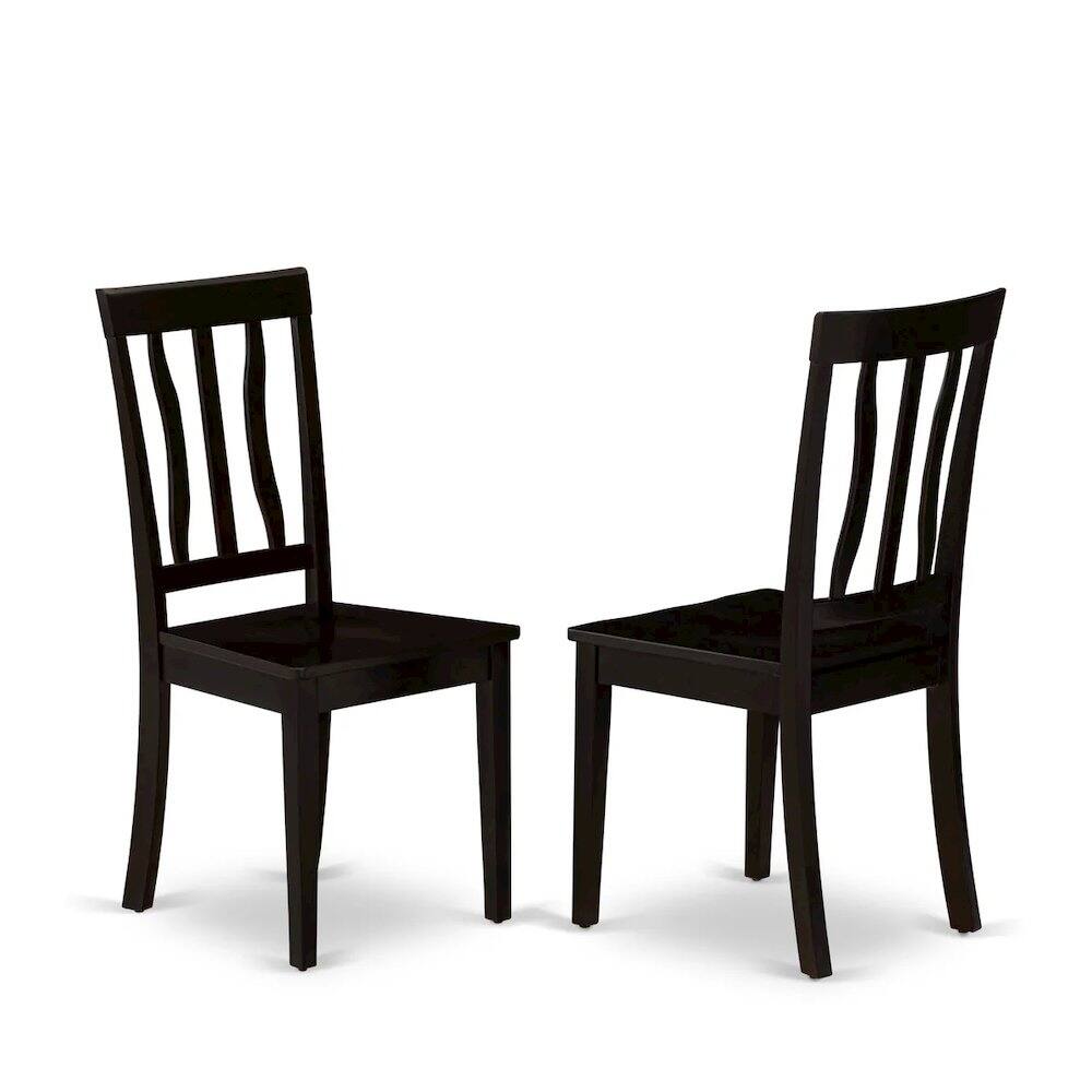 Front. East West Furniture - Antique Dining Room Chairs - Slat Back Wooden Seat Chairs - Cappuccino.
