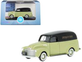 1950 Chevrolet Panel Van "Speciality Foods" 1/87 (HO) Scale Diecast Model Car by Oxford Diecast - Light Green and Black