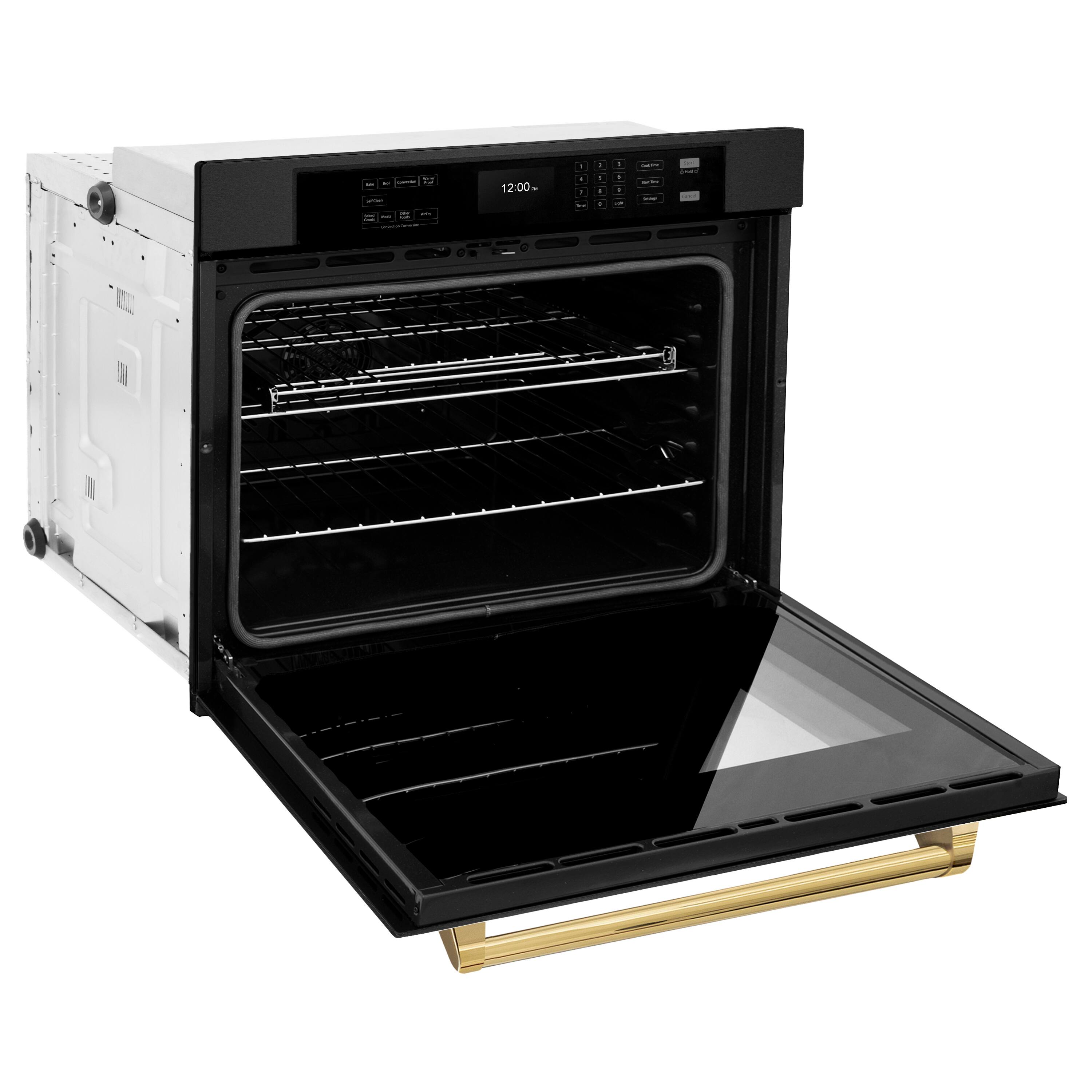 Alt View 1. ZLINE - 30 in. Autograph Wall Oven w/ Air Fry in Black Stainless Steel with Gold Handle - Black Stainless Steel.
