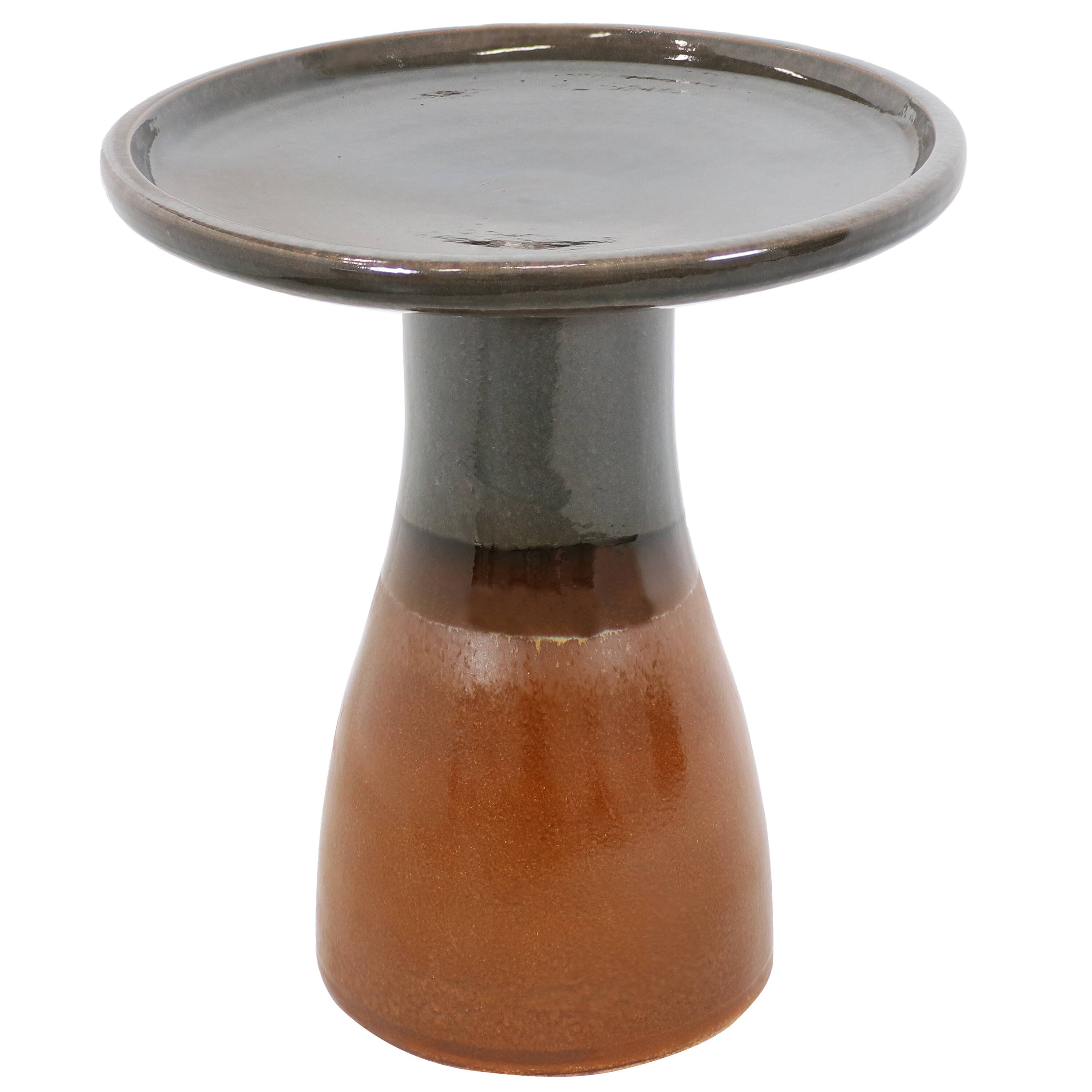Front. Sunnydaze - Subtle Transitions Ceramic Bird Bath - 18.5 in - Dusty Rose.