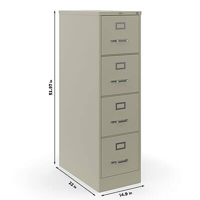 The dimensions of the file cabinet are:

- Height: 54.17 inches
- Width: 22 inches
- Depth: 14.9 inches