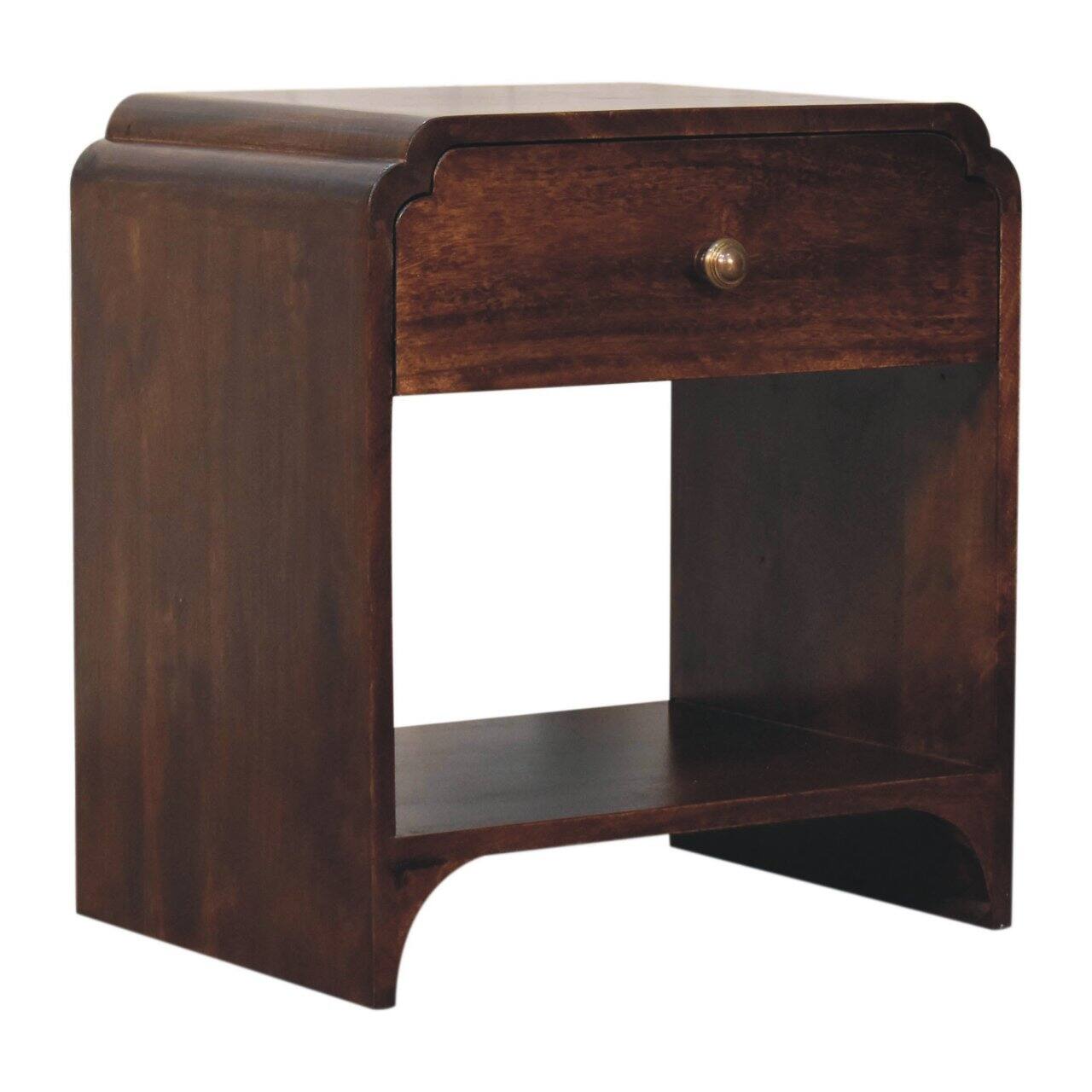 Left. Artisan Furniture - Artisan Furniture Solid Wood California Walnut Newton Bedside, 1 Drawer, 1 Open Slot, Dark Brown - Dark Brown.