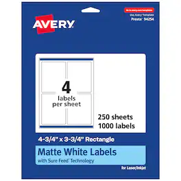 Avery - Matte Rectangle Labels, 4.75" x 3.75", 1,000 Labels - White