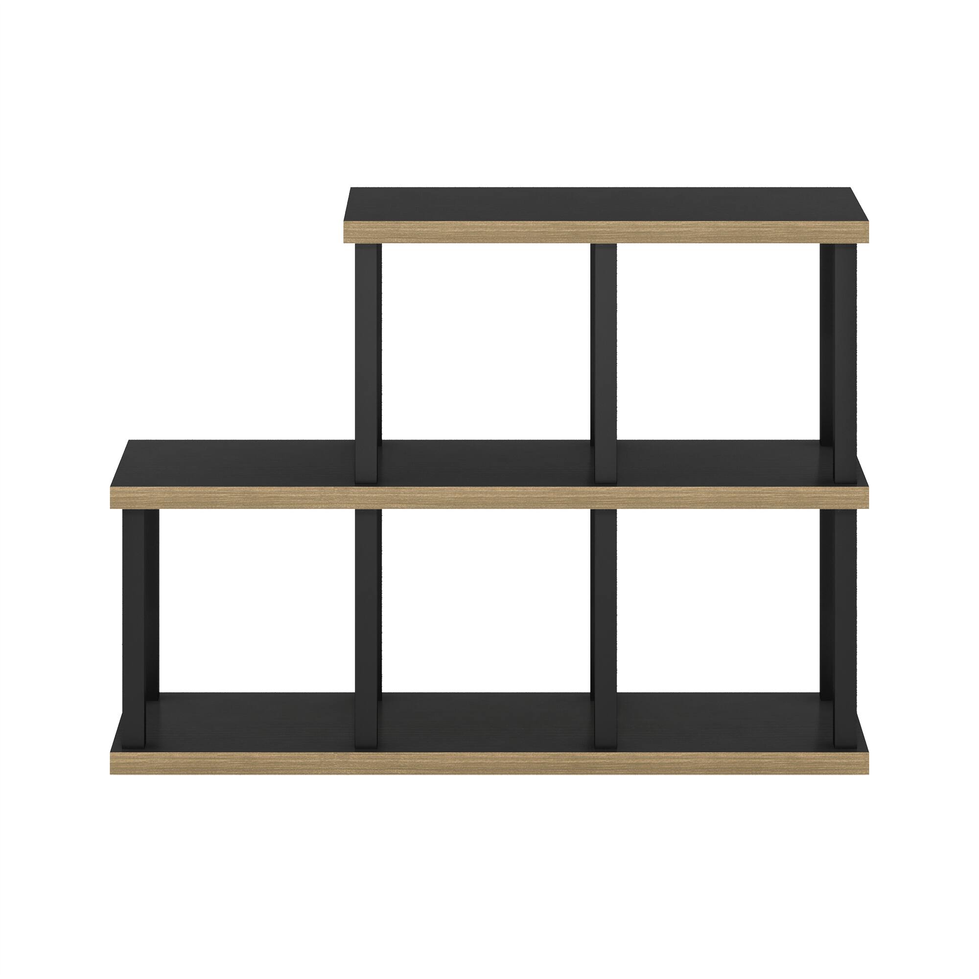 Alt View 2. Furinno - Turn-N-Tube No Tools 5-Cube Decorative Display Shelf, Americano/Black - Americano/Black.