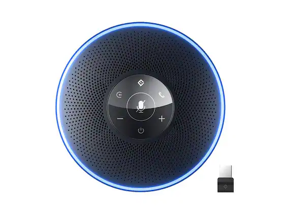 Front. EMEET - EMEET OfficeCore M2 Bluetooth Speakerphone, 4-Mic 360° Voice Hunter, Noise Cancellation, Full Duplex, Daisy-Chain 20 - Black.