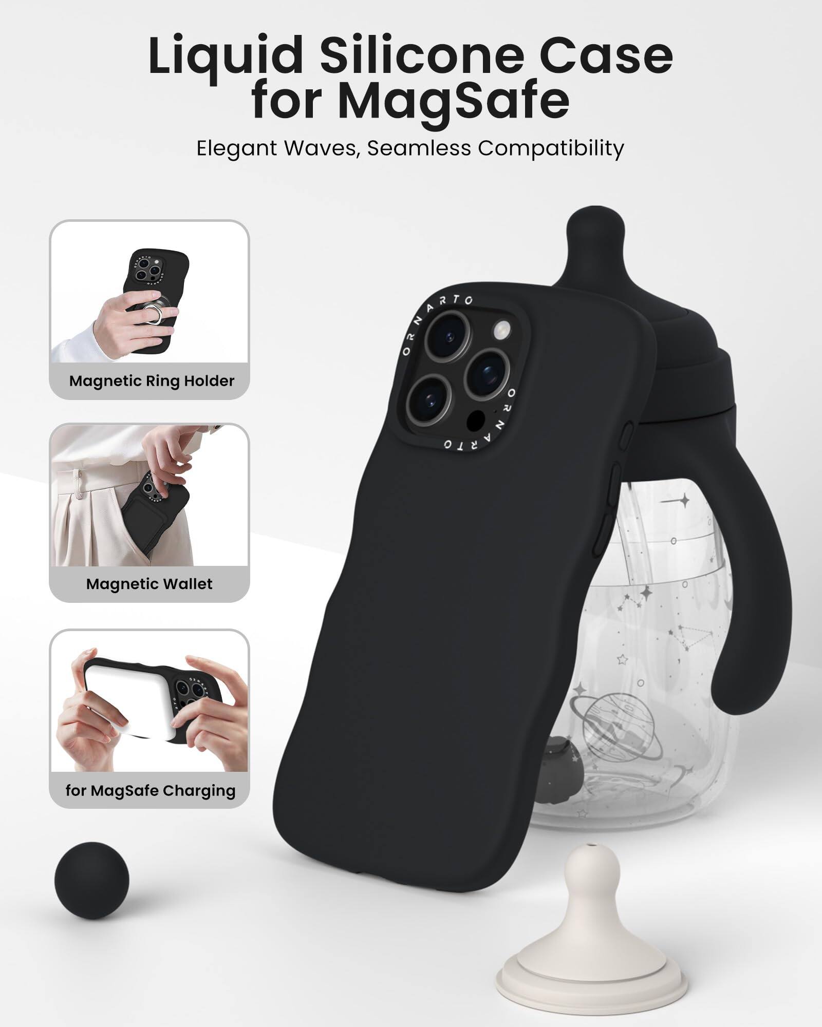 Liquid Silicone Case for MagSafe  
Elegant Waves, Seamless Compatibility  

- Magnetic Ring Holder  
- Magnetic Wallet  
- for MagSafe Charging