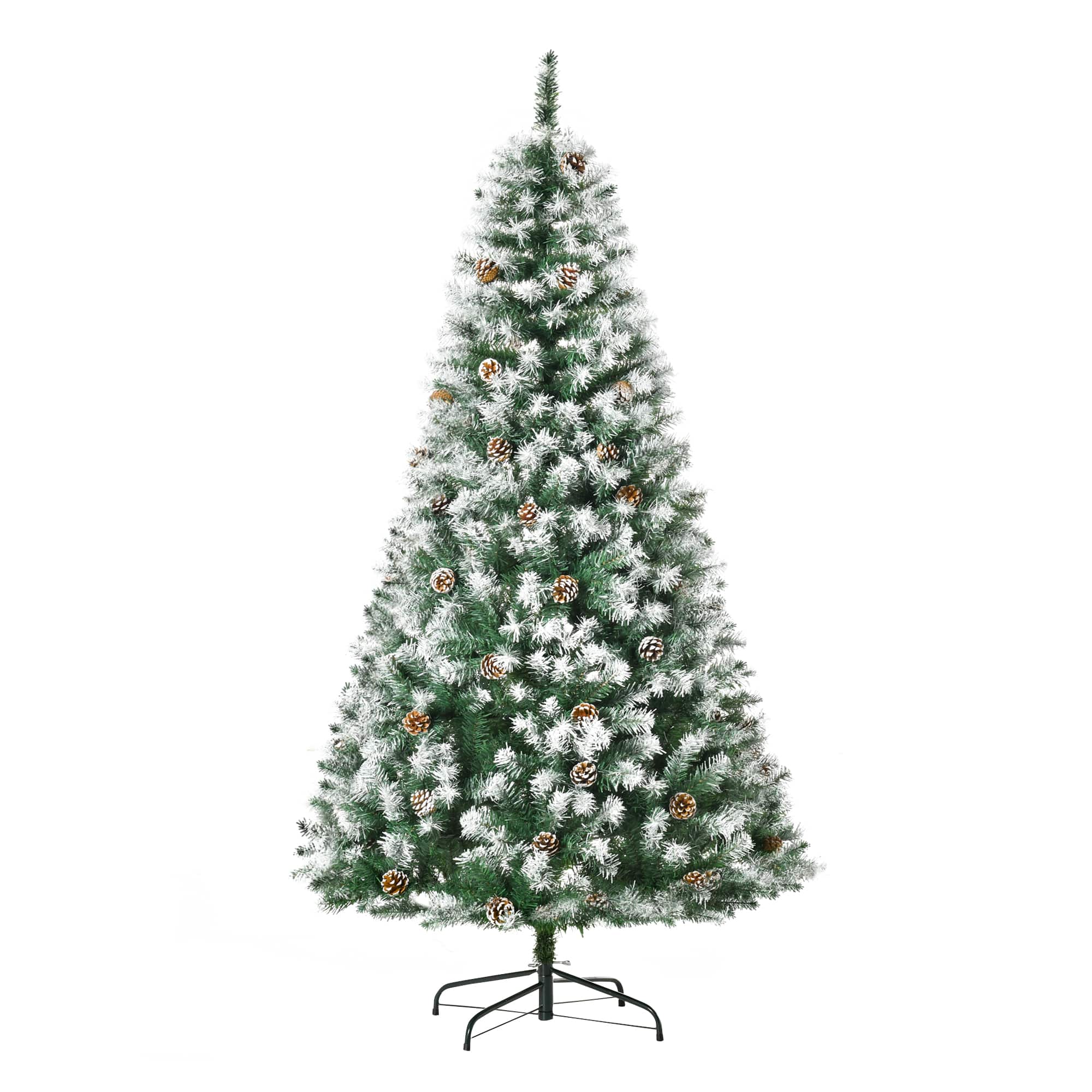 Homcom - Unlit Snow-Dusted Full Fir Artificial Christmas Tree with Realistic Branches - Green