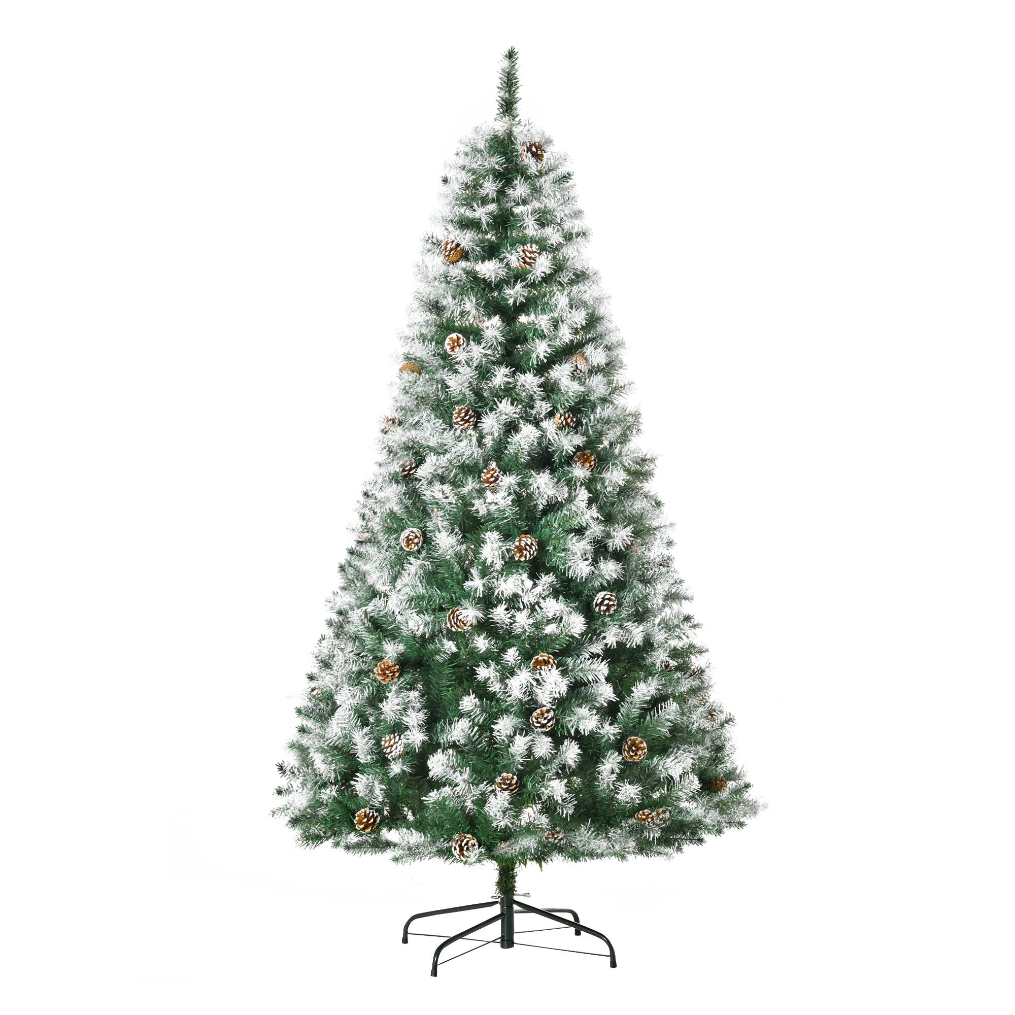 Front. Homcom - Unlit Snow-Dusted Full Fir Artificial Christmas Tree with Realistic Branches - Green.