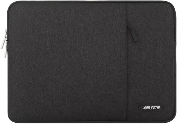 Front. mosiso - 17-17.3 inch Laptop Sleeve with Pocket, Polyester Vertical Case for Dell HP Lenovo Asus Acer Alienware Notebook - Black.