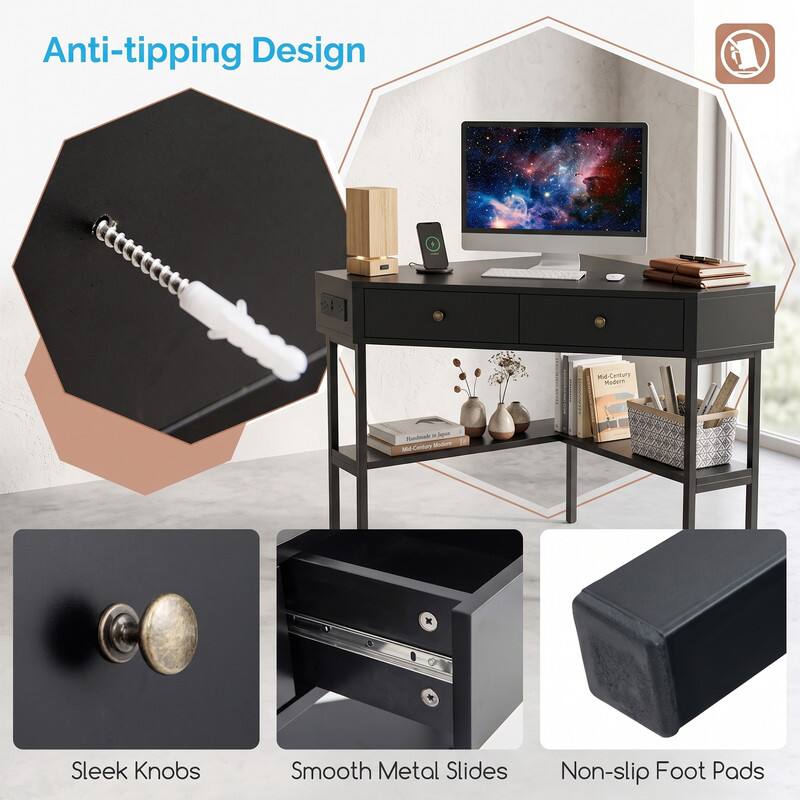 Anti-tipping Design  
Mel Century Modern Handwadk Se Md-Century Madum  
* Sleek Knobs  
* Smooth Metal Slides  
* Non-slip Foot Pads