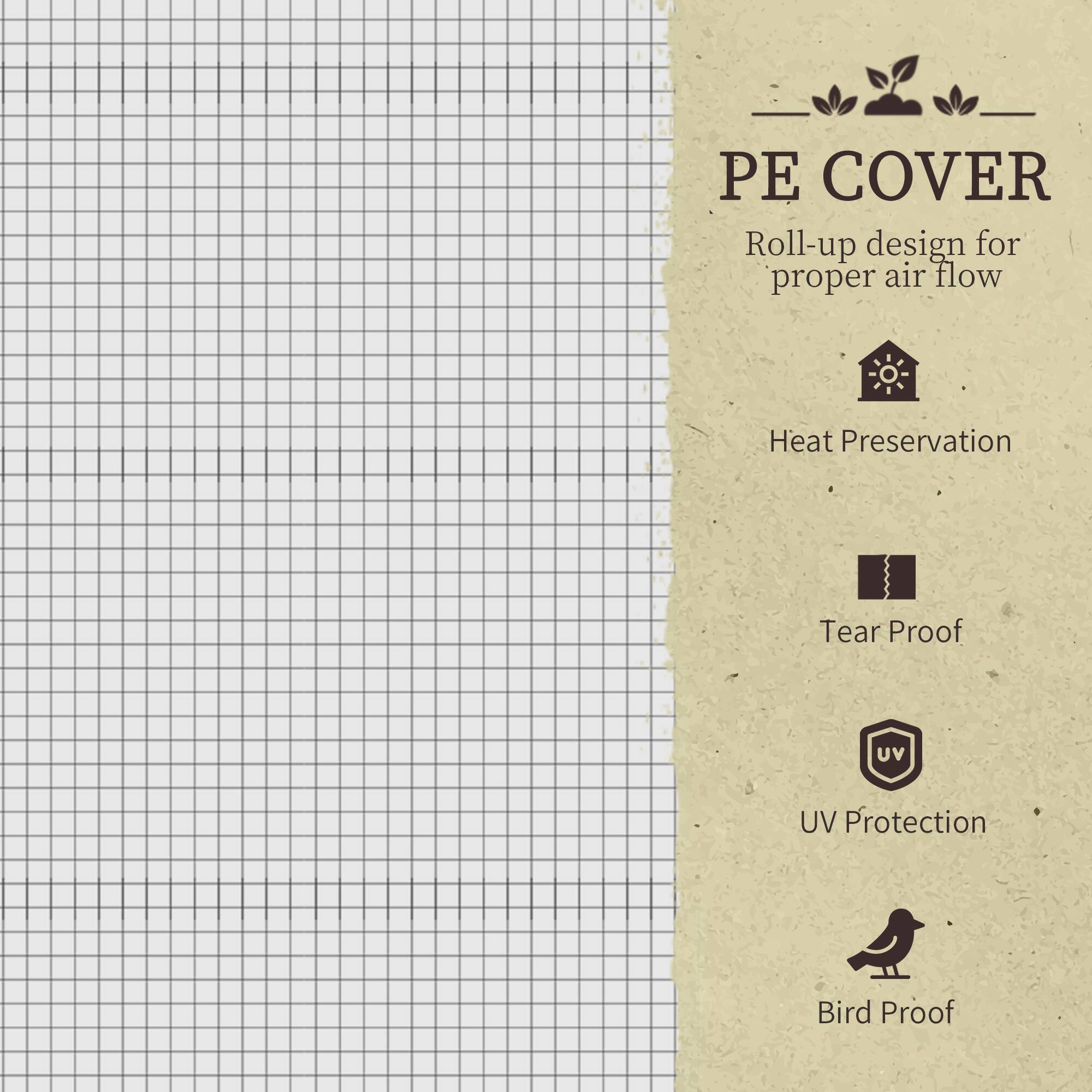 PE COVER, Roll-up design for proper air flow, Heat Preservation, Tear Proof, UV Protection, Bird Proof