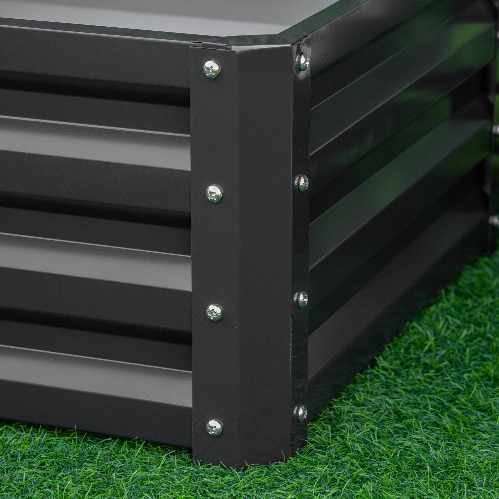 Alt View 8. Outsunny - 2pc 23.5" Elevated Herb & Vegetable Planting Box Kit w/ Versatile Uses - Dark Gray.