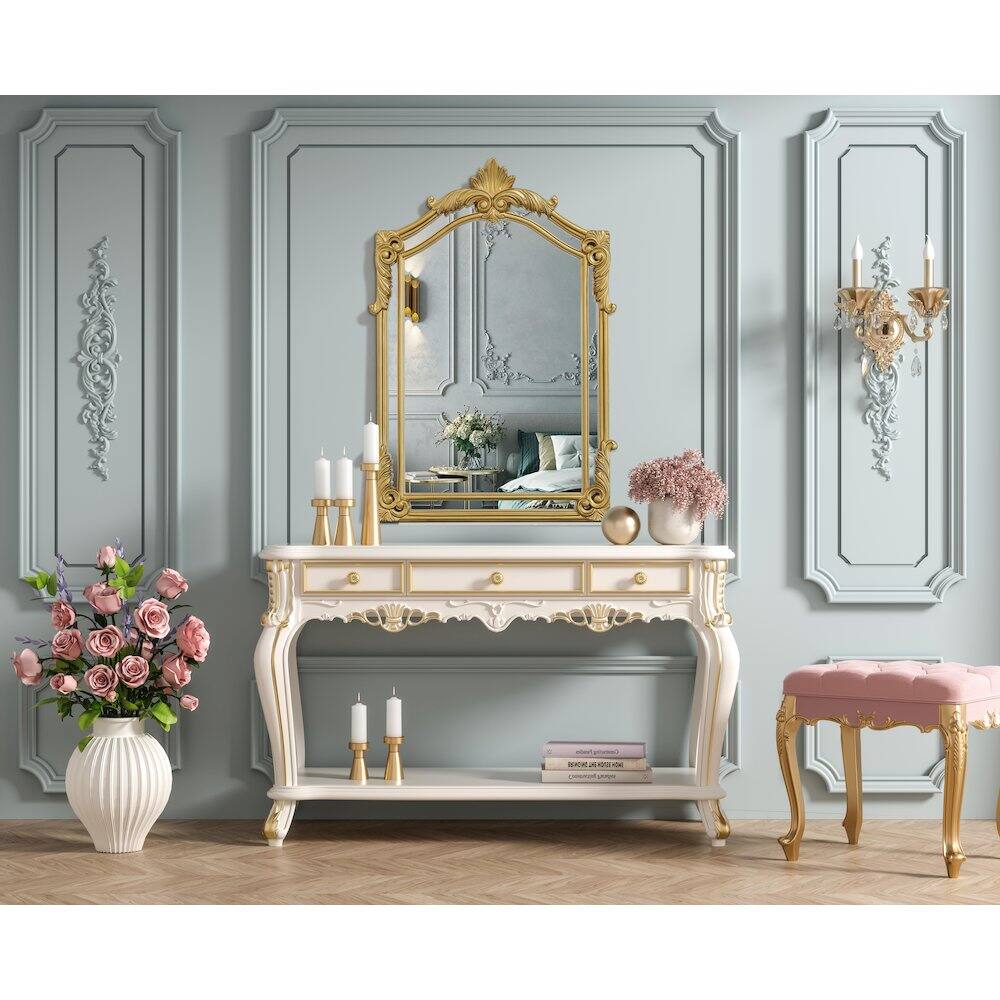 Alt View 4. Elegant Kitchen and Bath - Madeline 28.5X42 Traditional Mirror In Gold Leaf - Gold Leaf.